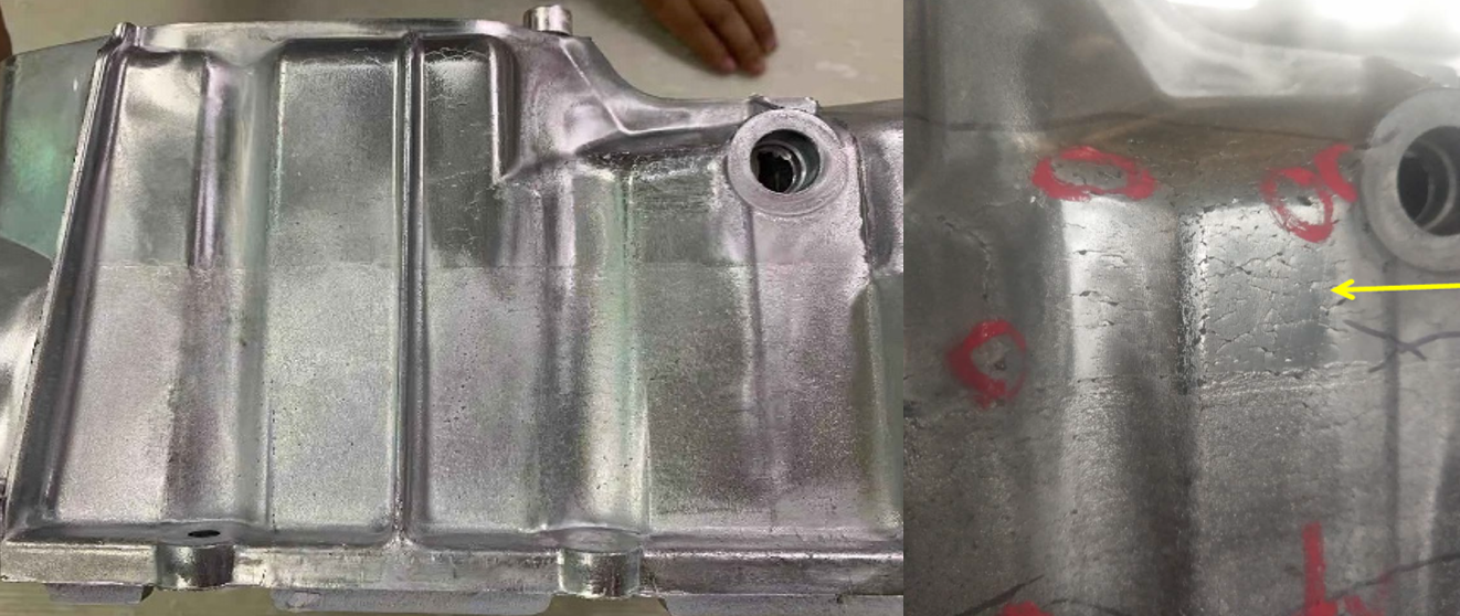 產(chǎn)品表面呈現(xiàn)缺料,裂紋缺陷 產(chǎn)品表面呈現(xiàn)缺料,裂紋缺陷